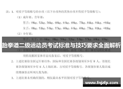 跆拳道二级运动员考试标准与技巧要求全面解析